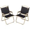 Outsunny Folding Camping Chairs Set of 2 Lightweight Portable Armchairs for Outdoor Festivals Fishing Beach Black