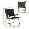 Outsunny Folding Camping Chairs Set of 2 Lightweight Portable Armchairs for Outdoor Festivals Fishing Beach Black