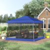 Outsunny 12' x 12' Pop Up Canopy, Foldable Canopy Tent with Carrying Bag, Mesh Sidewalls and Adjustable Height for Garden, Party, Blue