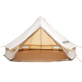 VEVOR 3-5 Person Canvas Glamping Bell Tent, Breathable Waterproof Yurt Tent with Stove Jack and Detachable Side Wall for Family Camping (Diameter: 3 m, Tent Type: Mongolian Yurt Tent)