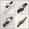 Stainless Steel 6-in-1 Multi-Tool Cutlery Set, Folding Pocket Knife with Fork, Spoon, Can Opener, Corkscrew, and Bottle Opener